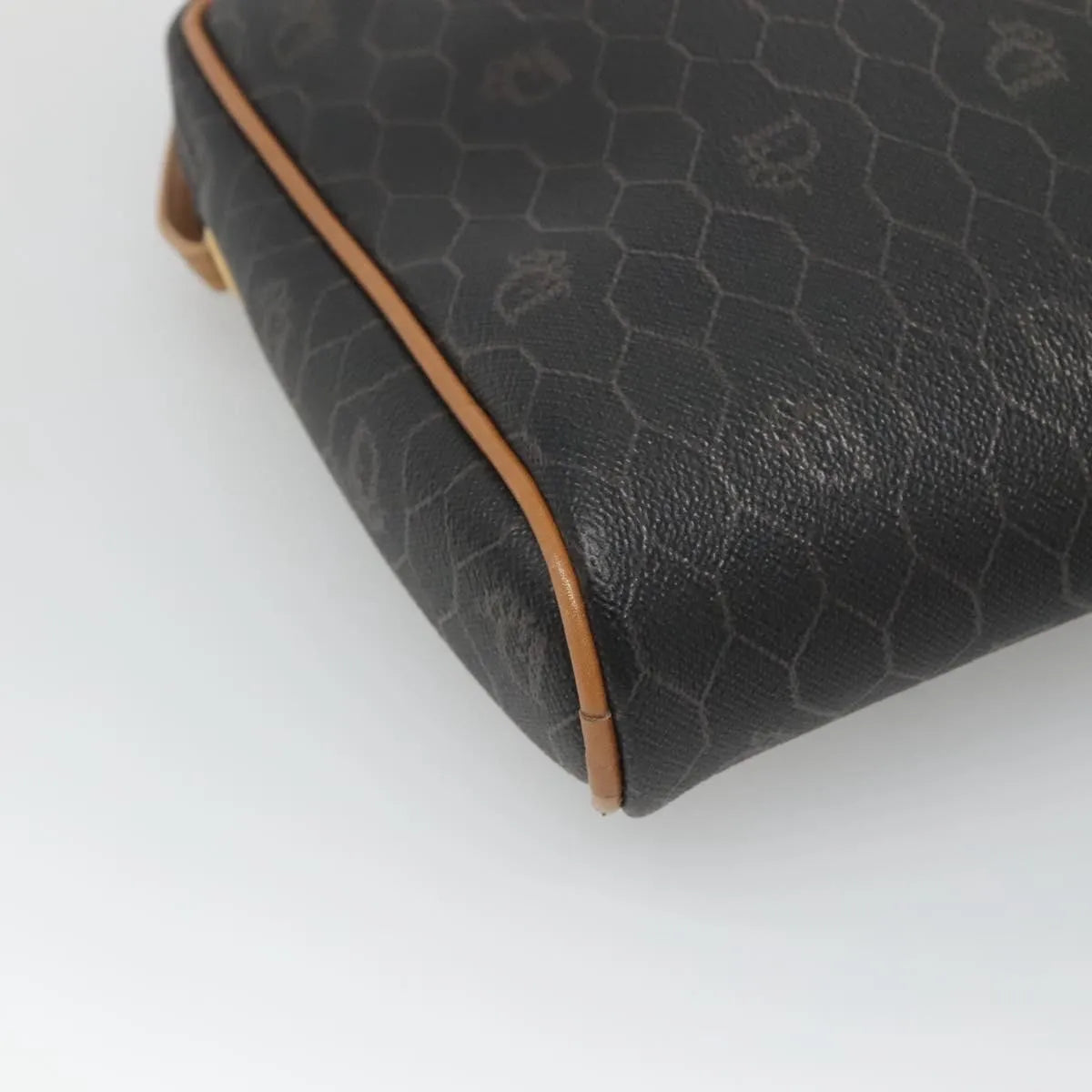 Christian Dior Vintage Honeycomb Canvas and Leather, Black, Canvas, Shoulder Bag