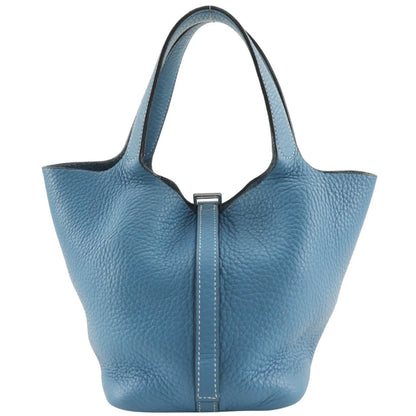 Hermes Picotin Lock Clemence, Blue, Leather, Handbag