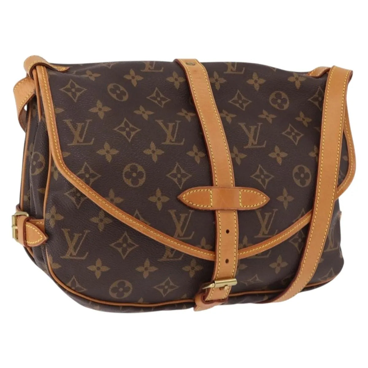 Louis Vuitton Saumur Canvas, Brown, Canvas, Shoulder Bag