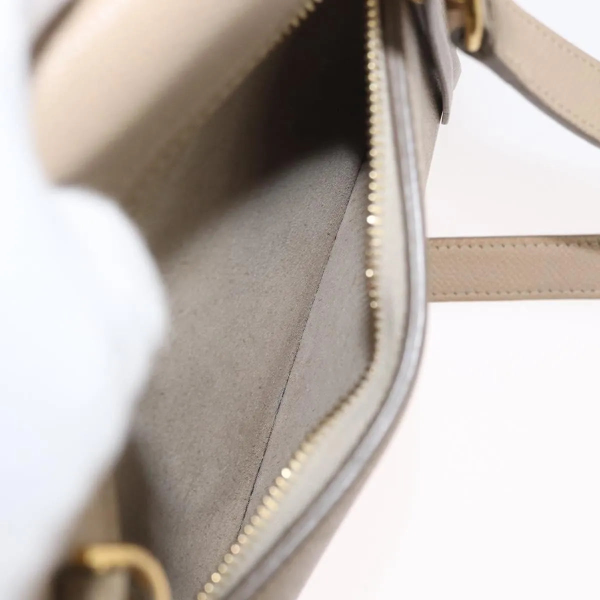Celine Belt Calfskin, Beige, Leather, Handbag