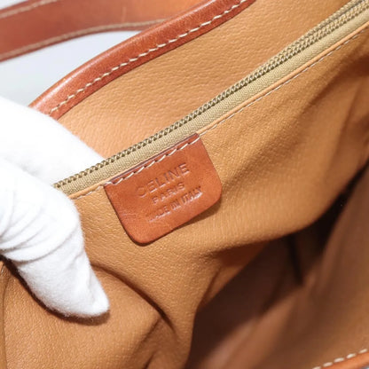 Celine Vintage Macadam Canvas and Leather, Brown, Canvas, Tote Bag