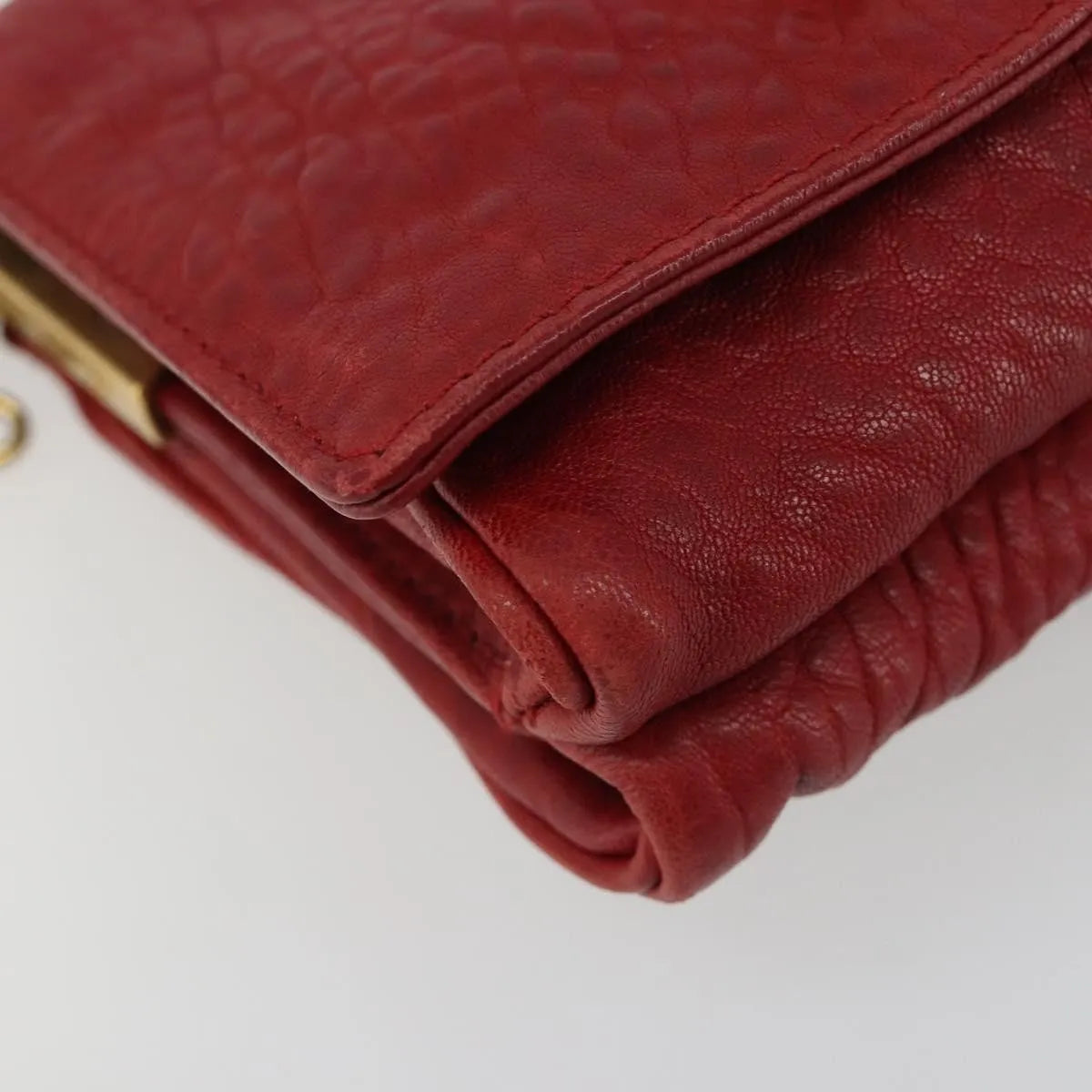 Saint Laurent Chain Leather, Red, Leather, Shoulder Bag