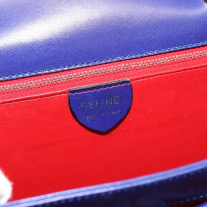 Celine Vintage Carriage Top Handle Leather, Blue, Leather, Handbag