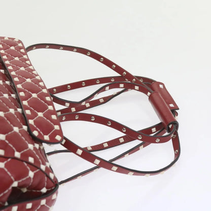 Valentino Garavani Free Rockstud Spike Duffle Quilted Leather, Red, Leather, Shoulder Bag