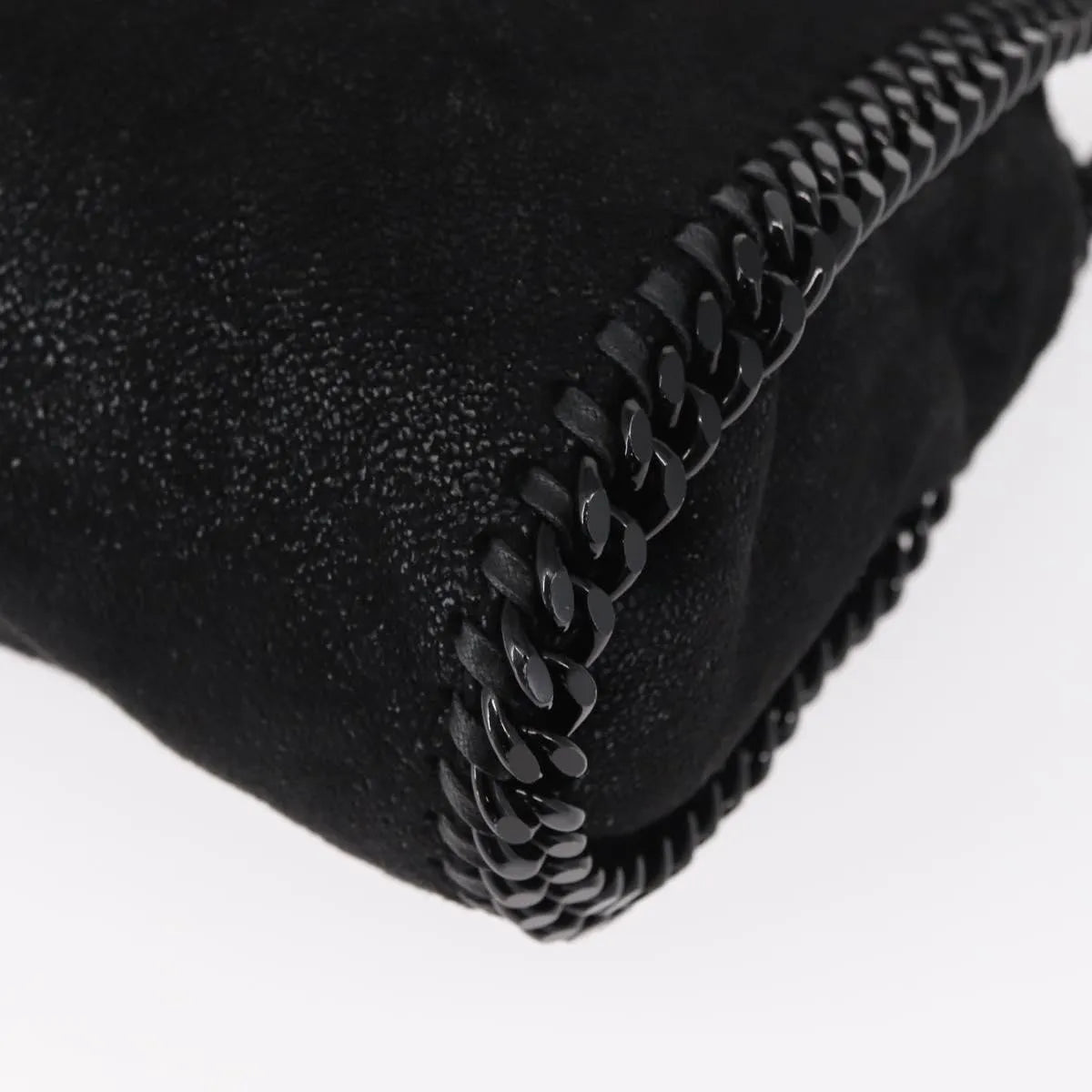 Stella McCartney Falabella Fold Over Shaggy Deer, Black, Polyester, Shoulder Bag