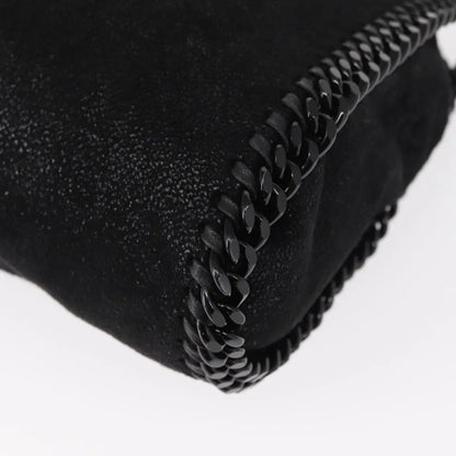 Stella McCartney Falabella Fold Over Shaggy Deer, Black, Polyester, Shoulder Bag