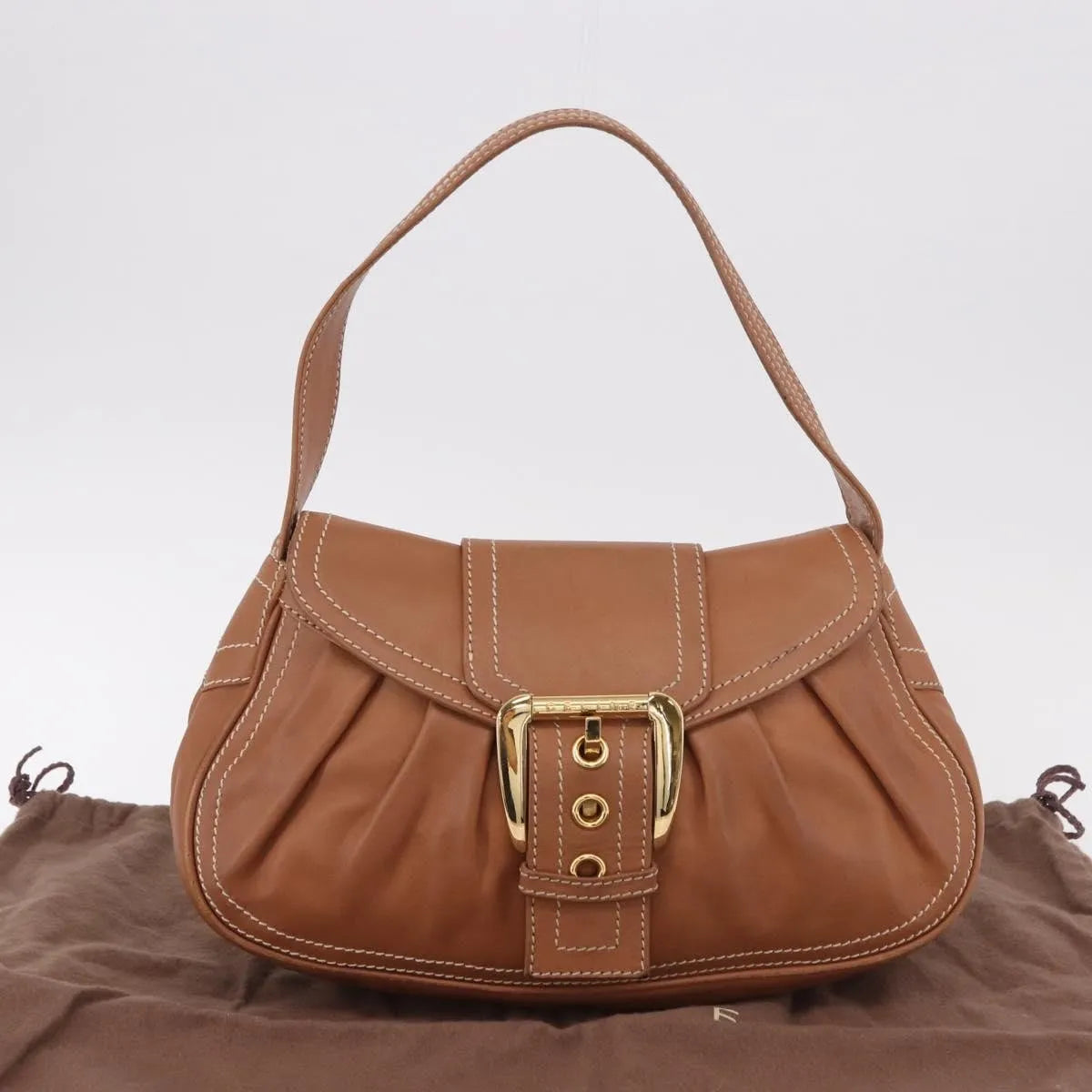 Celine Biker Boogie Satchel Leather, Brown, Leather, Shoulder Bag