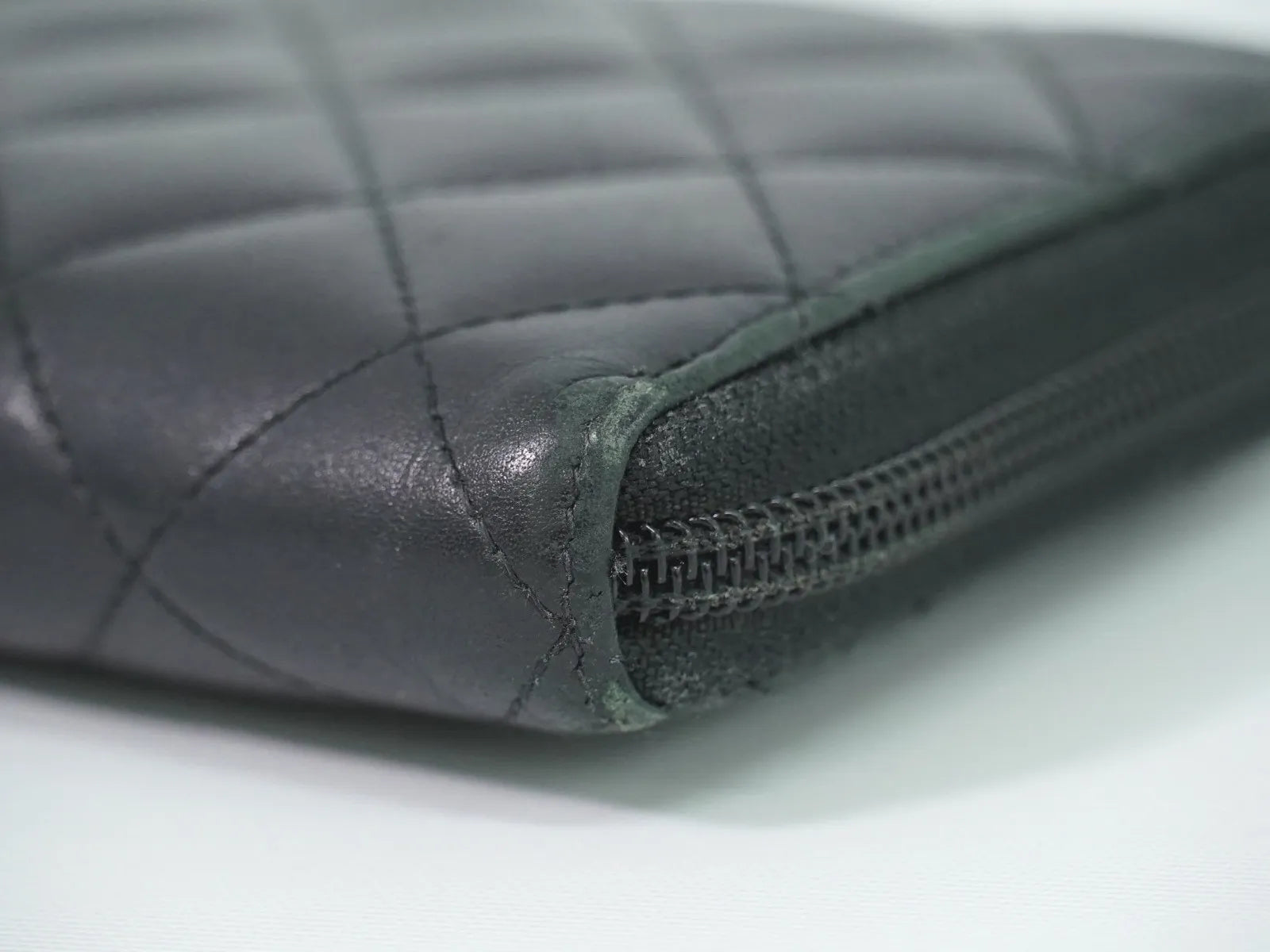 Chanel Cambon Zip Around Quilted Lambskin, Black, Leather, Wallet
