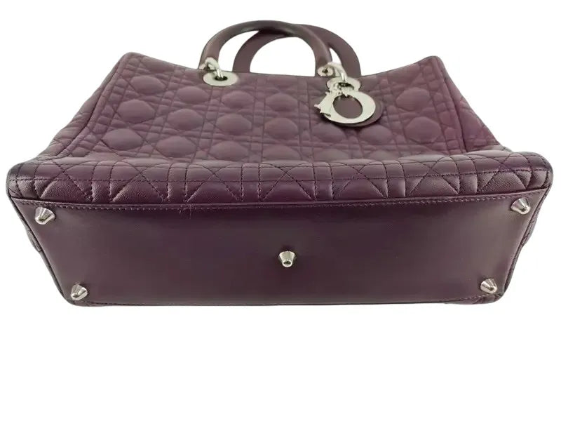 Christian Dior Lady Dior East-West Leather, Purple, Leather, Handbag
