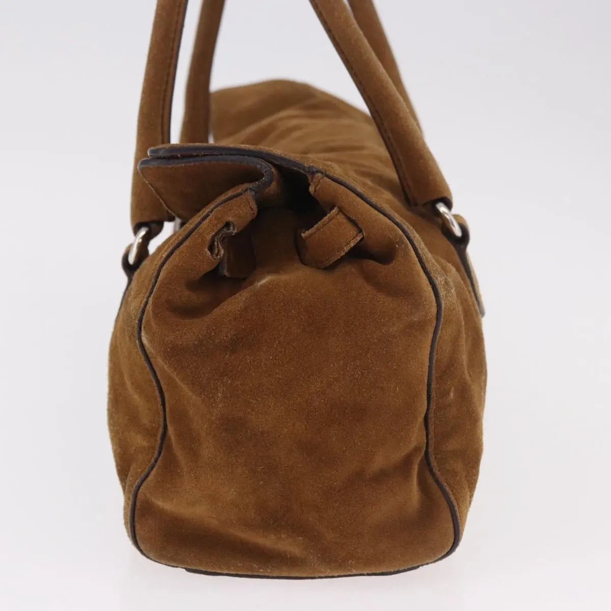 Prada Pushlock Tote Suede, Brown, Suede, Handbag