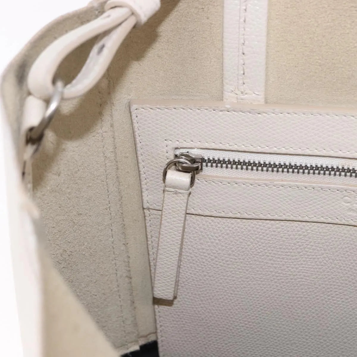 Celine Vertical Bi-Cabas Tote Leather, White, Leather, Tote Bag
