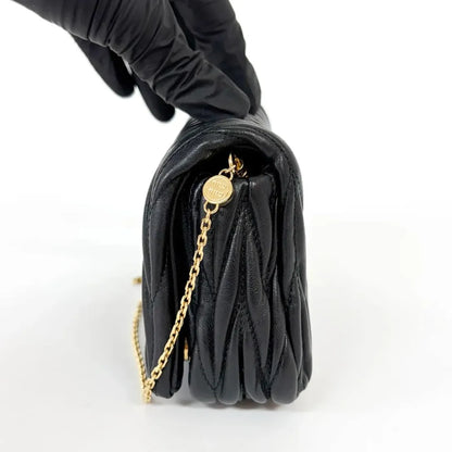 Miu Miu Nappa Matelassè Leather, Black, Leather, Handbag