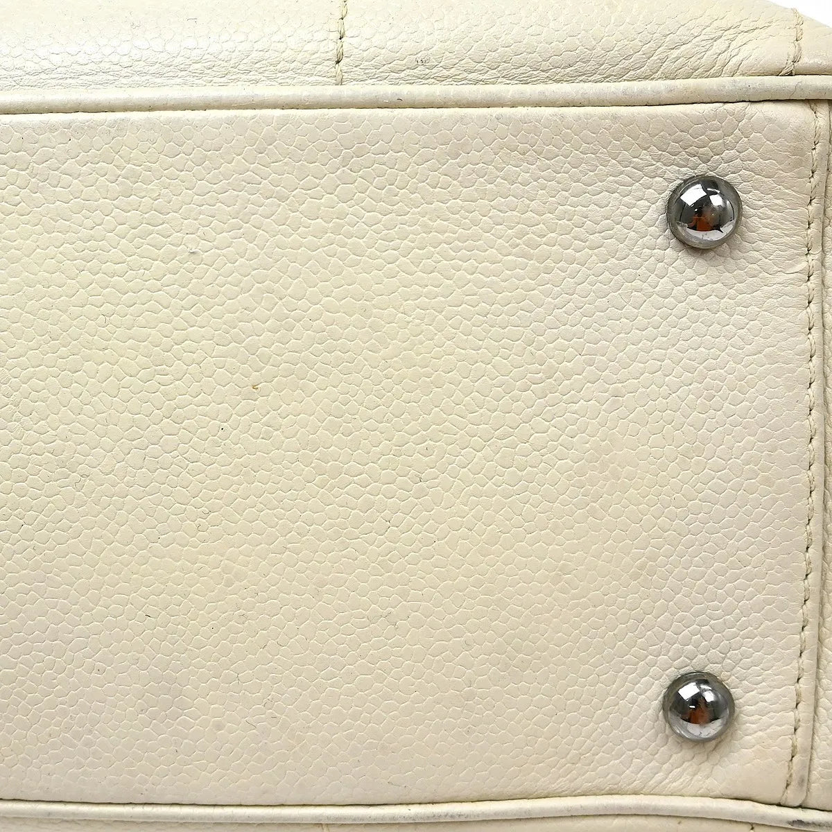Chanel Square Stitch CC Boston Quilted Leather, White, Leather, Handbag