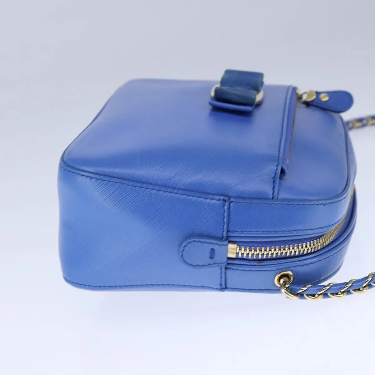 Salvatore Ferragamo Vala Leather, Blue, Leather, Shoulder Bag