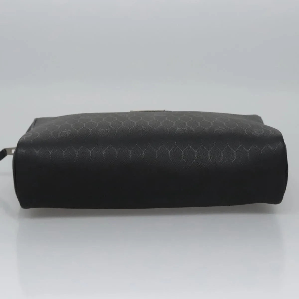 Christian Dior Vintage Honeycomb Zip Coated Canvas, Black, Canvas, Clutch