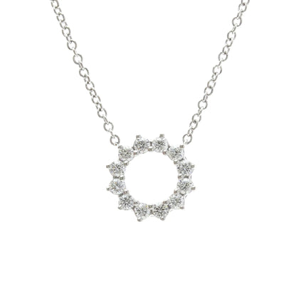 Tiffany & Co. Open Circle Pendant Platinum with Diamonds, Silver, Platinum, Necklace
