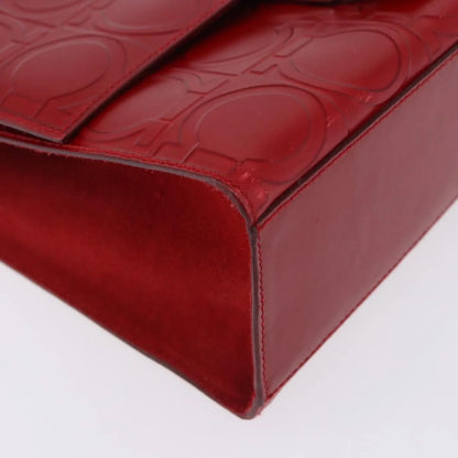 Salvatore Ferragamo Vintage Gancini Top Handle Embossed Leather, Red, Leather, Handbag