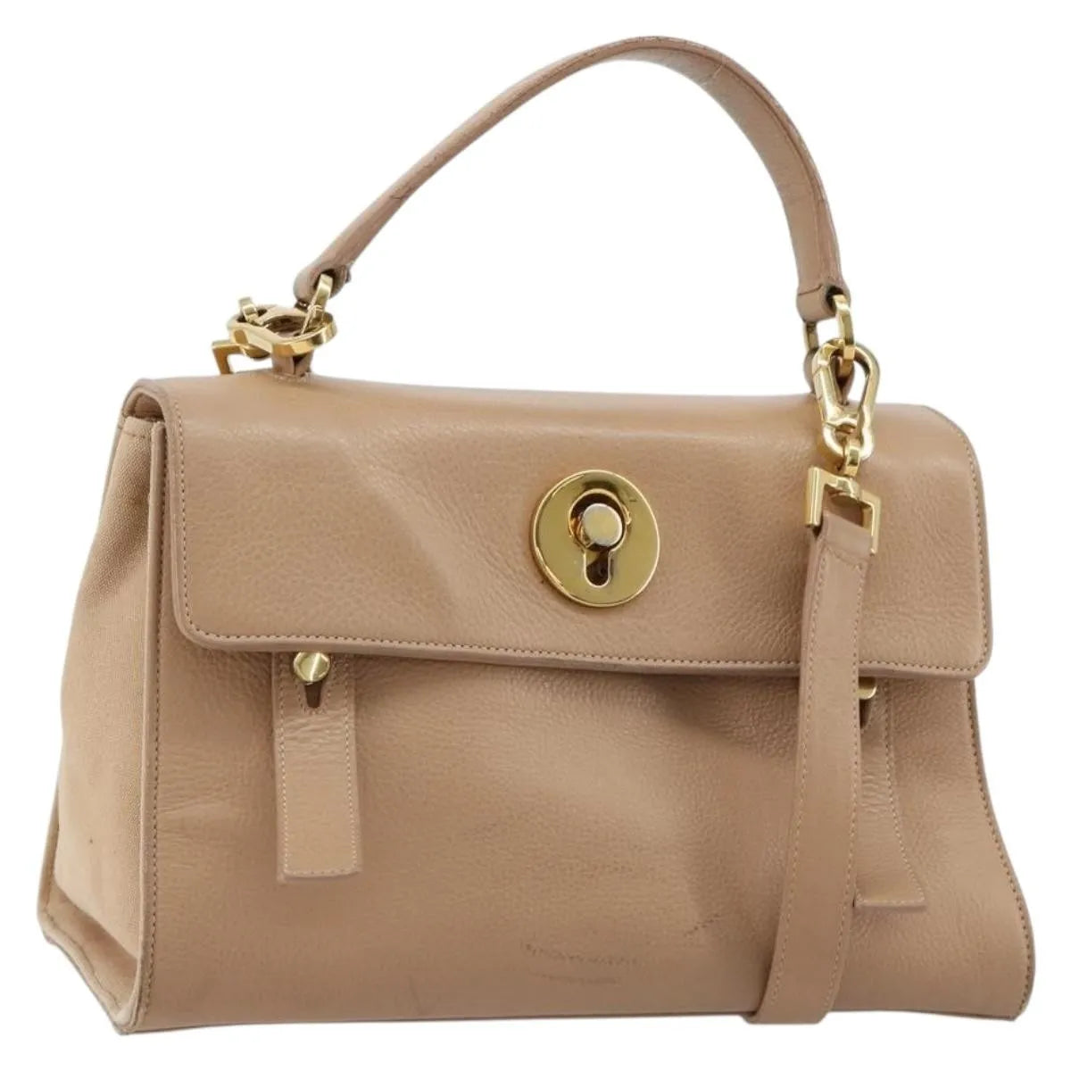 Saint Laurent Muse Two Leather, Beige, Leather, Handbag