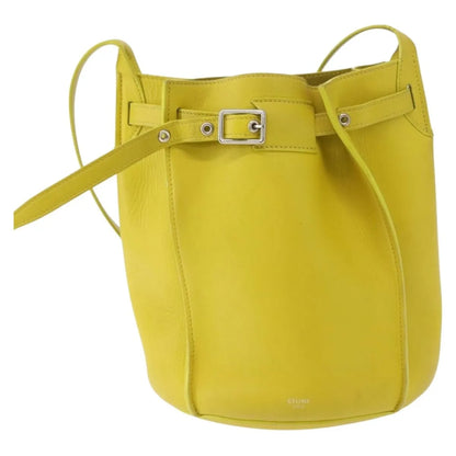 Celine Long Strap Big Bag Bucket Leather, Yellow, Leather, Handbag
