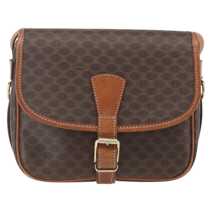 Celine Vintage Macadam Canvas and Leather, Brown, Canvas, Shoulder Bag