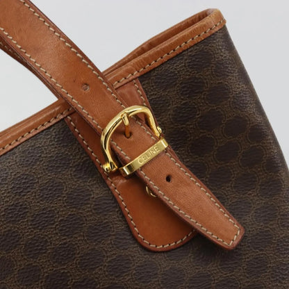 Celine Vintage Macadam Canvas and Leather, Brown, PVC, Handbag