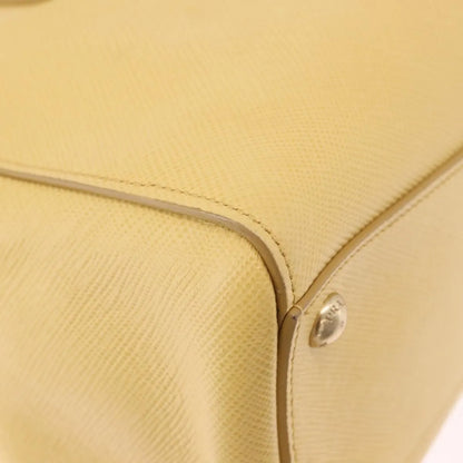 Prada Cuir Frame Double Zip Tote Saffiano Leather, Yellow, Leather, Tote Bag