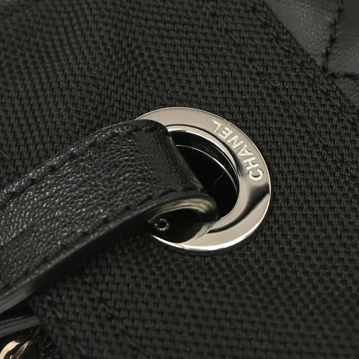 Chanel Biarritz Tote Quilted Coated Canvas, Black, Canvas, Tote Bag
