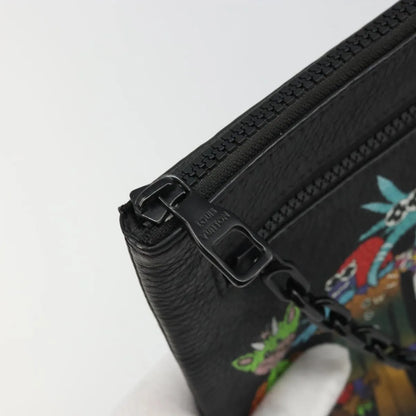 Louis Vuitton LV Friends A4 Printed Monogram Taurillon Leather, Black, Canvas, Clutch