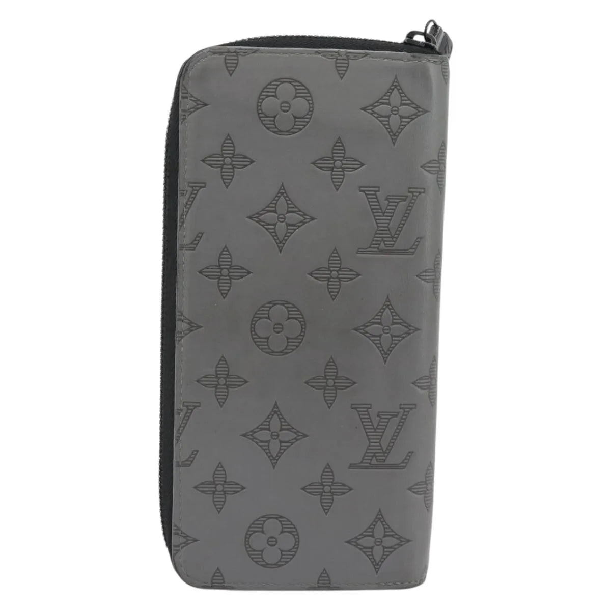 Louis Vuitton Zippy Wallet Vertical Monogram Shadow Leather, Gray, Canvas, Wallet
