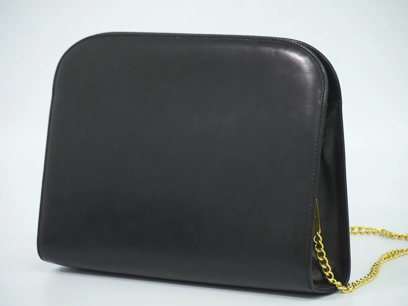 Salvatore Ferragamo Vintage Gancini Chain Leather, Black, Leather, Shoulder Bag