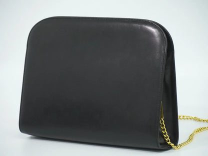 Salvatore Ferragamo Vintage Gancini Chain Leather, Black, Leather, Shoulder Bag