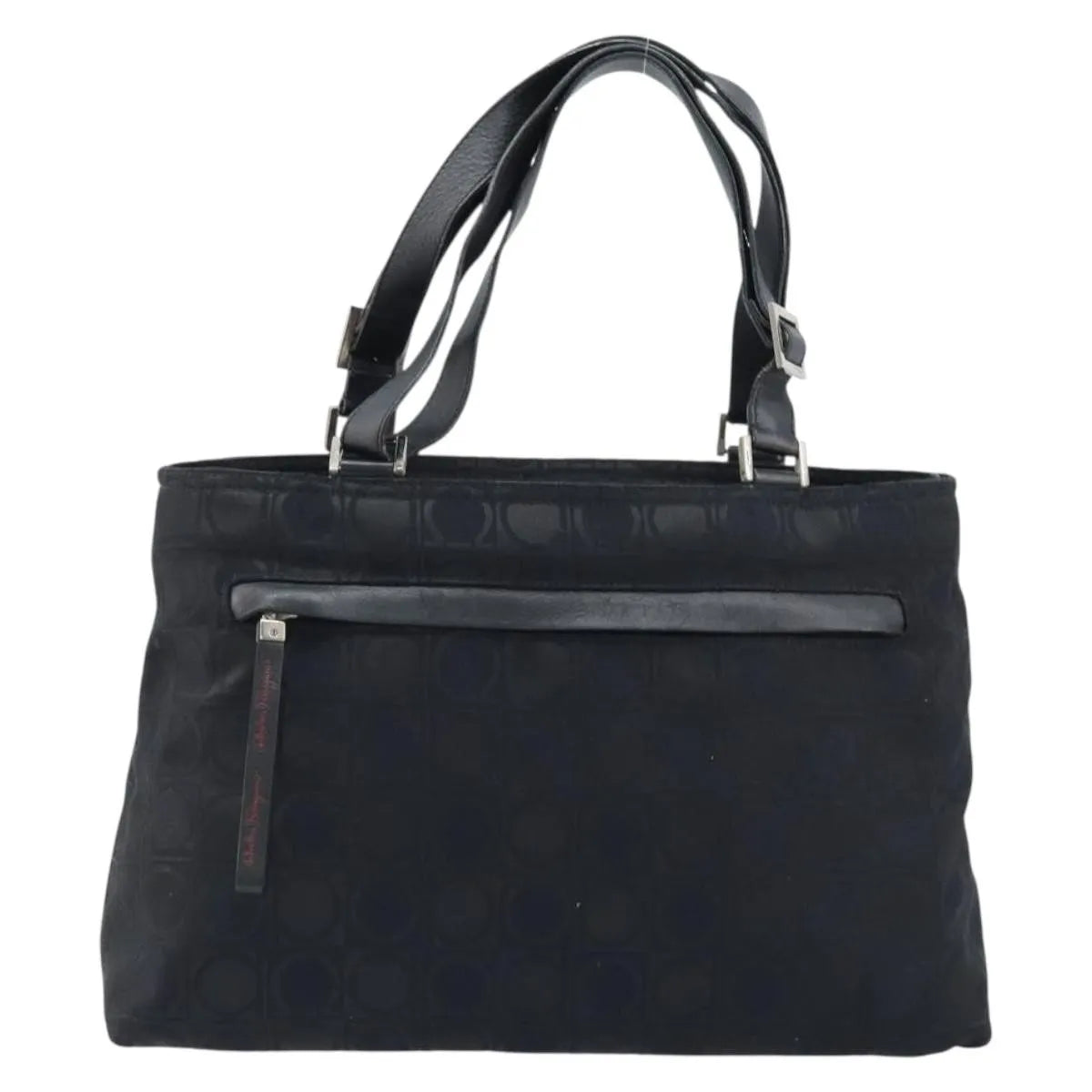 Salvatore Ferragamo Gancini Tote Gancini Canvas, Black, Nylon, Tote Bag