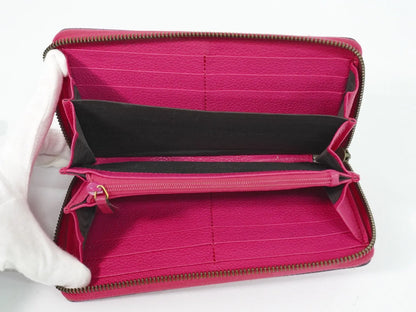 Gucci Vintage Logo Zip Around Leather, Pink, Leather, Wallet