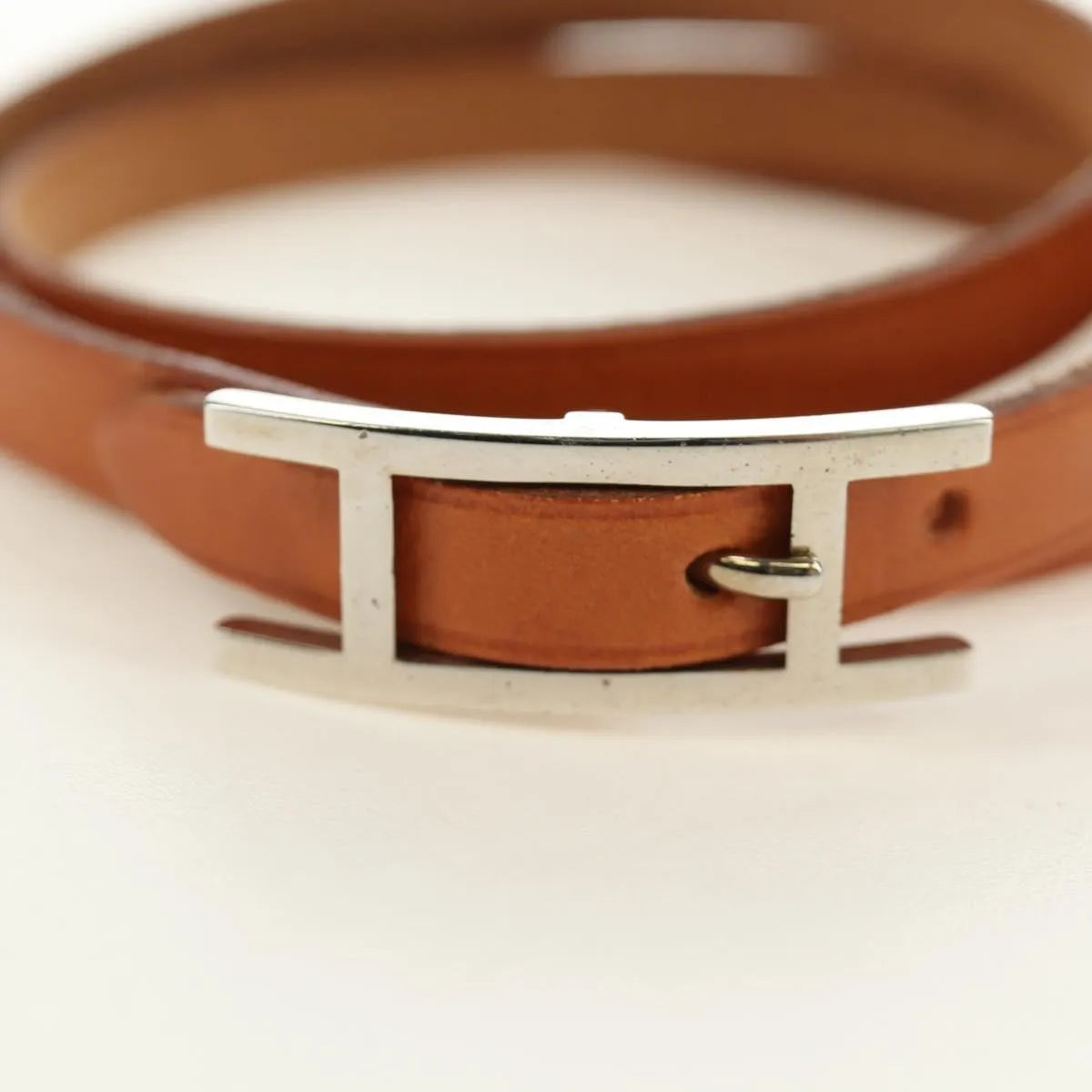 Hermes Hapi 3 Leather with Metal, Brown, Leather, Bracelet