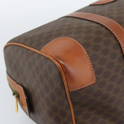 Celine Vintage Macadam Boston Canvas and Leather, Brown, Canvas, Handbag
