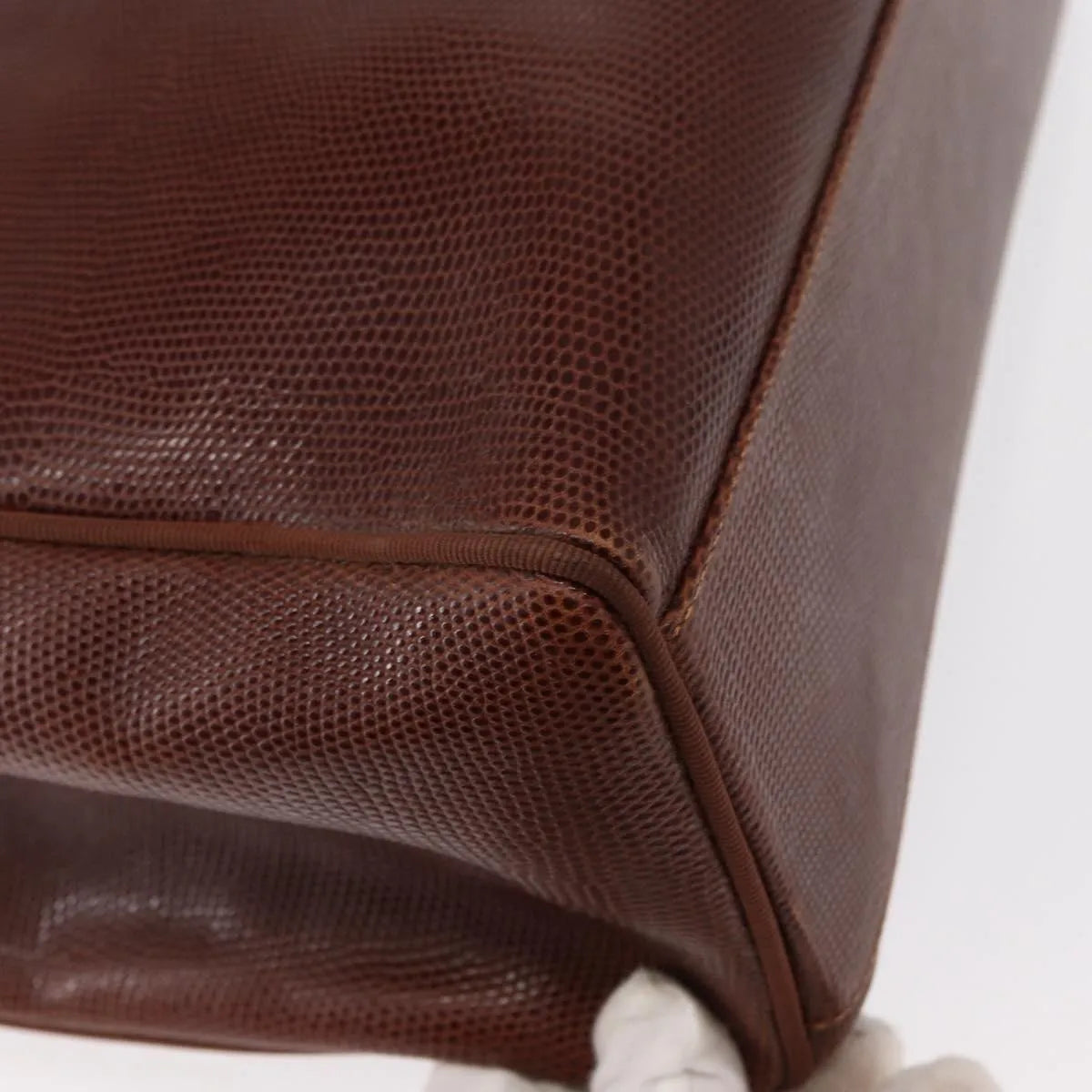 Salvatore Ferragamo Vintage Vara Bow Tote Lizard Embossed Leather, Brown, Leather, Tote Bag