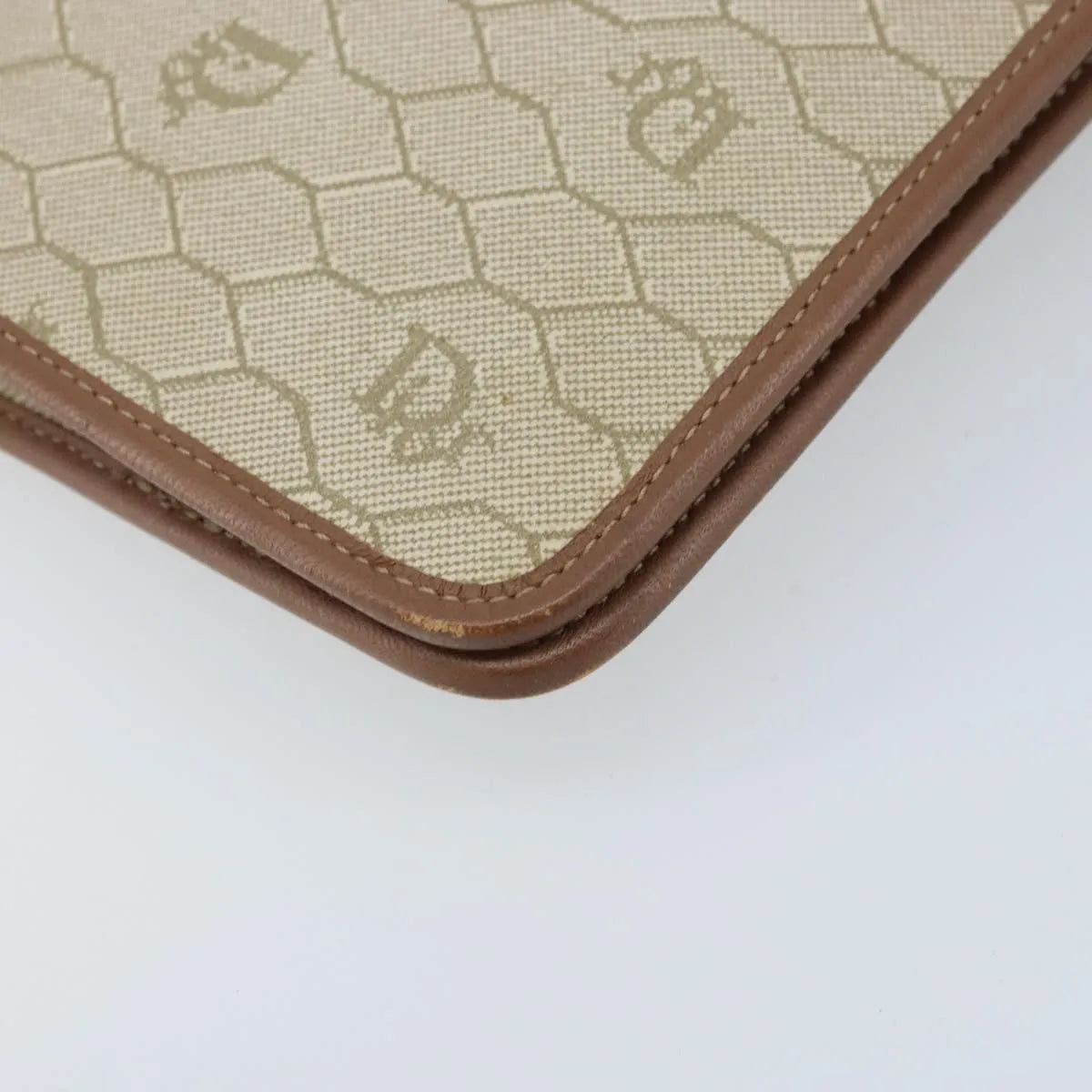 Christian Dior Vintage Honeycomb chain Canvas, Beige, Canvas, Shoulder Bag