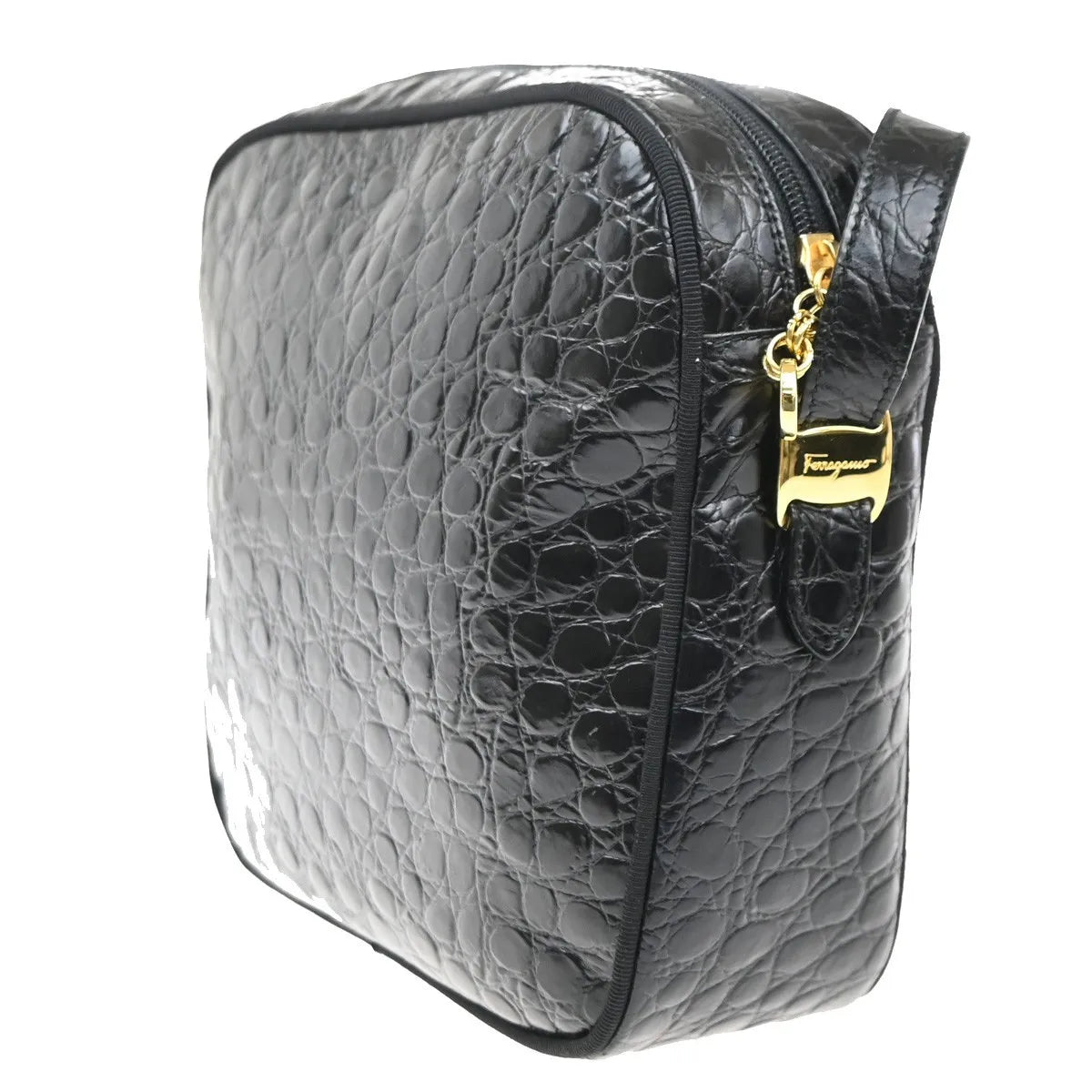 Salvatore Ferragamo Vara Leather, Black, Leather, Shoulder Bag