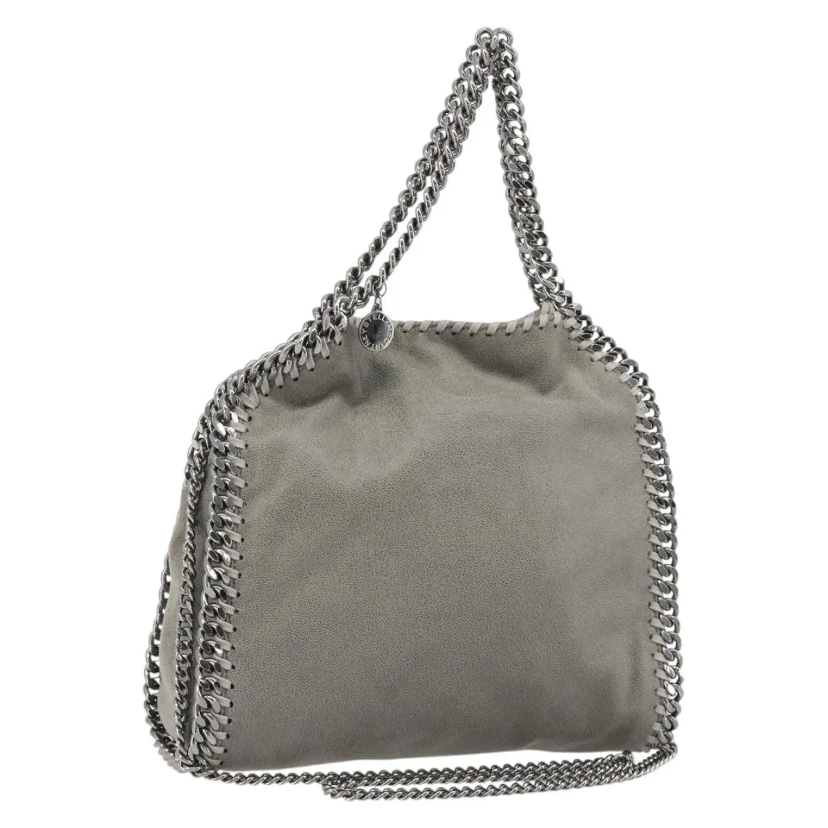 Stella McCartney Falabella Fold Over Faux Leather, Gray, Polyester, Shoulder Bag