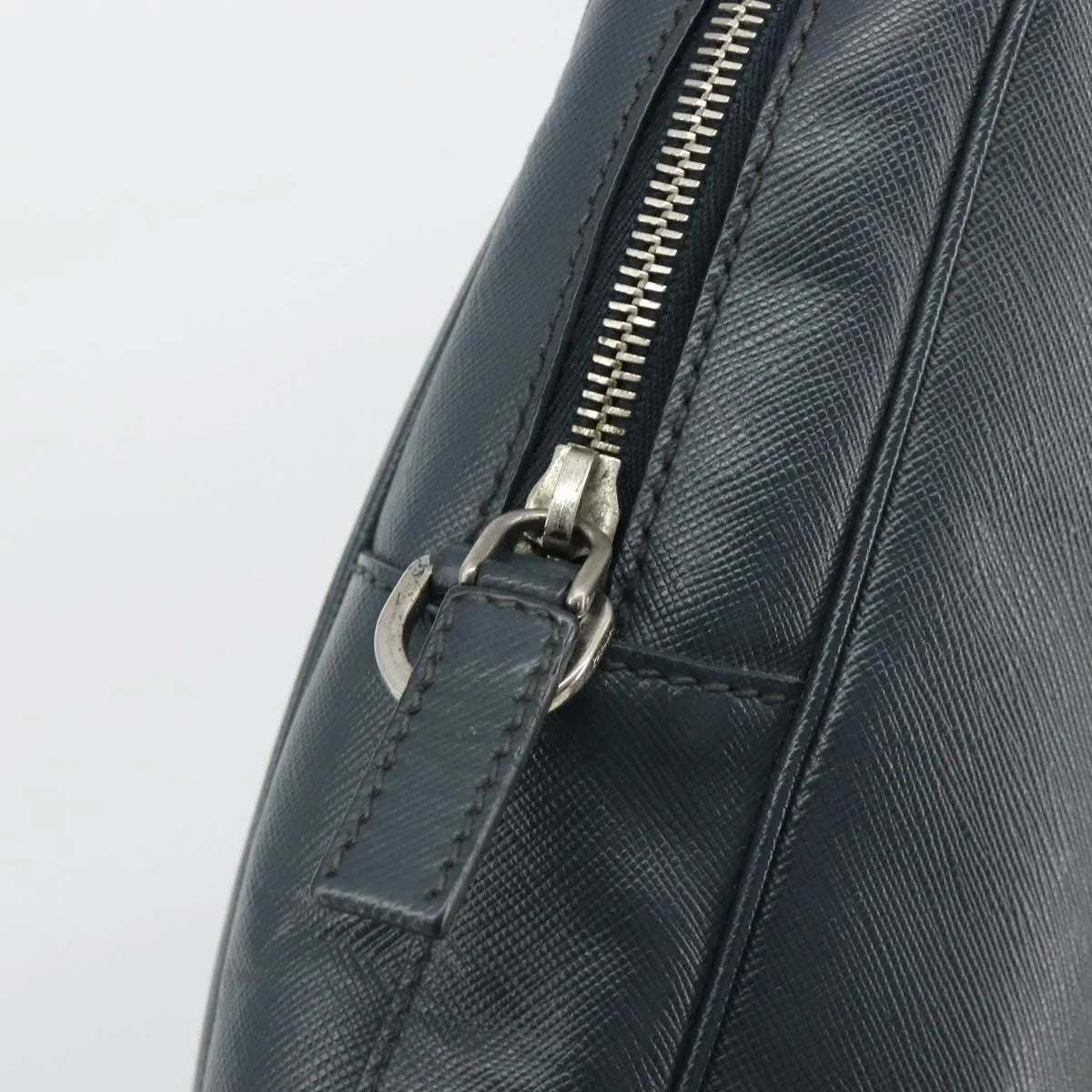 Prada Zip Around Saffiano Leather, Navy, Leather, Briefcase