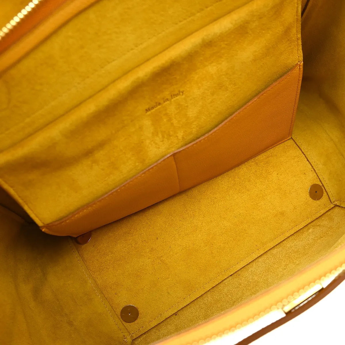 Celine Belt Textured Leather, Yellow, Leather, Handbag