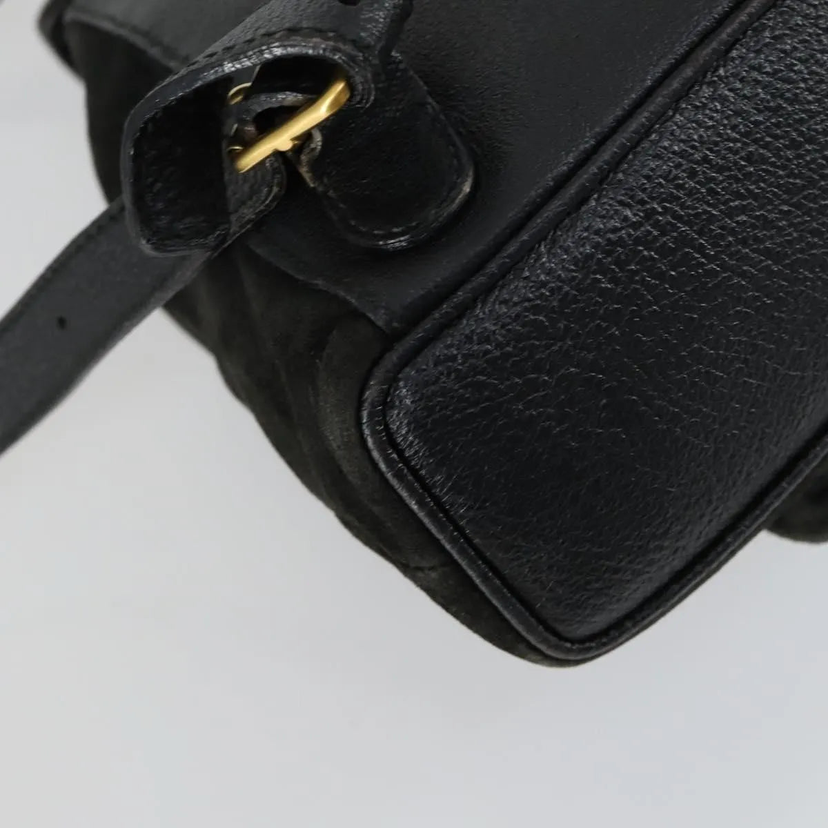 Gucci Vintage Bamboo Suede, Black, Leather, Backpack