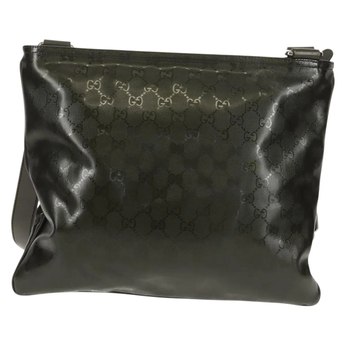 Gucci Zip Top Messenger GG Imprime, Khaki, Canvas, Shoulder Bag