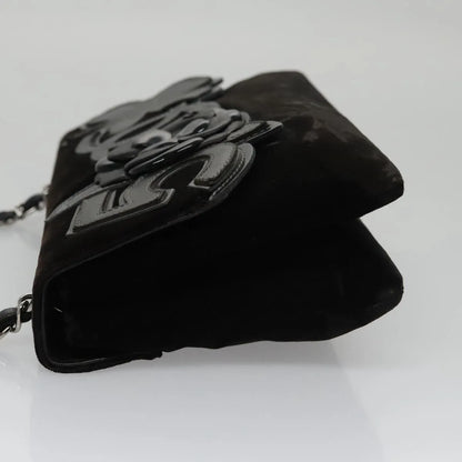 Chanel Camellia No.5 Chain Flap Velvet, Black, Velvet, Shoulder Bag