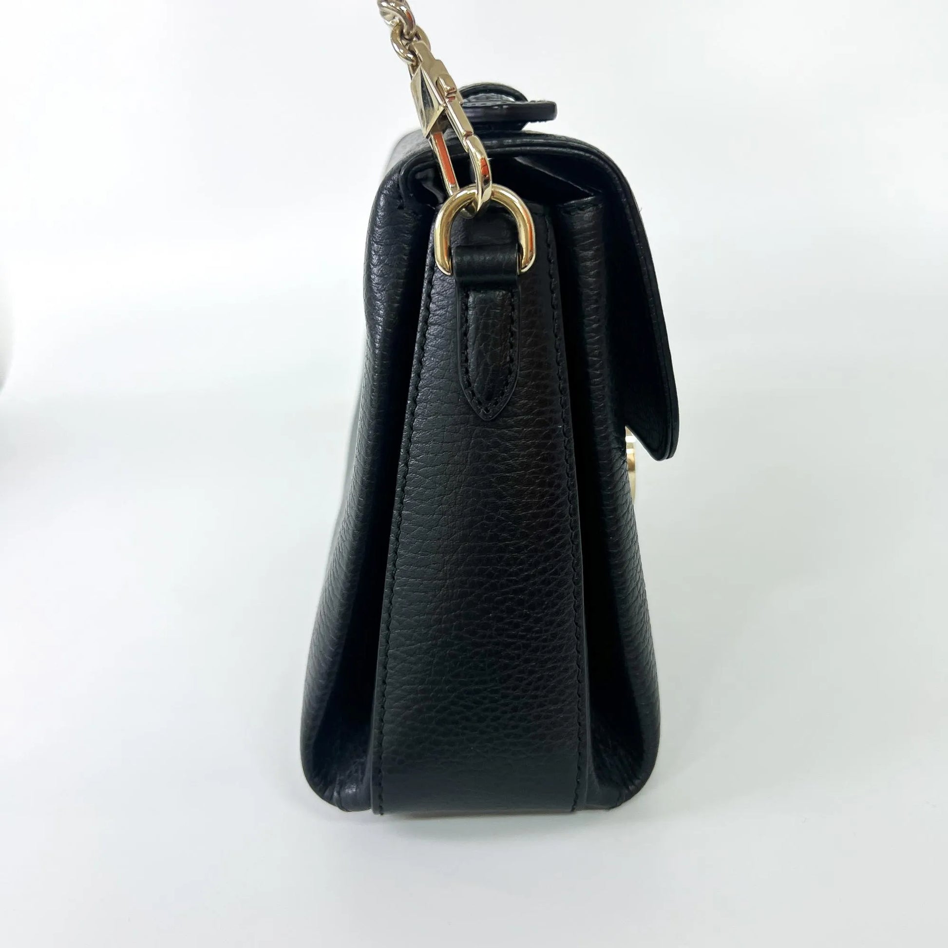 Gucci Interlocking Top Handle Leather, Black, Leather, Shoulder Bag