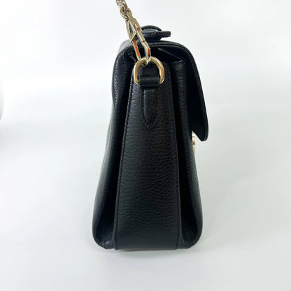 Gucci Interlocking Top Handle Leather, Black, Leather, Shoulder Bag