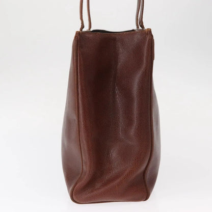 Salvatore Ferragamo Vintage Vara Bow Tote Lizard Embossed Leather, Brown, Leather, Tote Bag