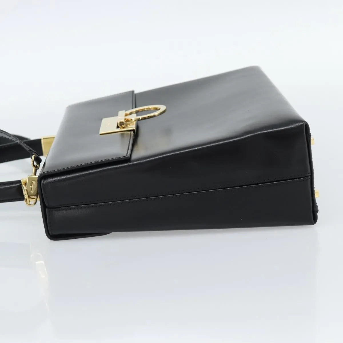 Salvatore Ferragamo Convertible Top Handle Leather, Black, Leather, Handbag