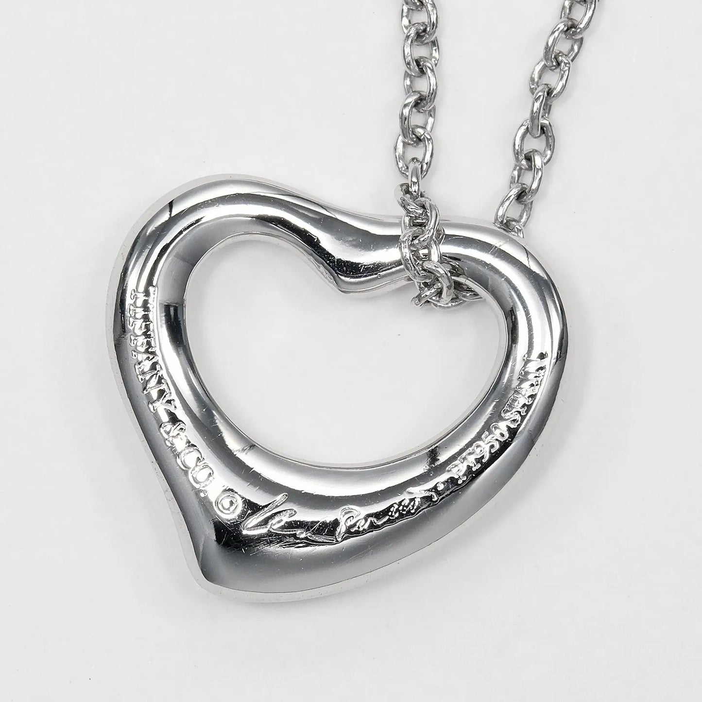 Tiffany & Co. Elsa Peretti Open Heart Pendant Platinum, Silver, Platinum, Necklace