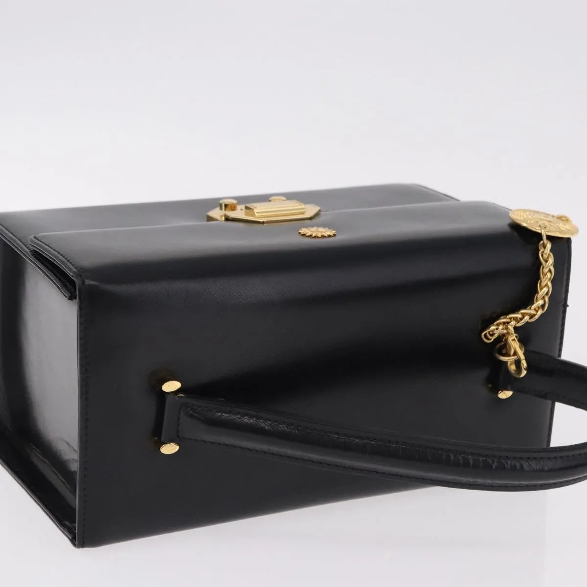 Versace Vintage Leather, Black, Leather, Handbag